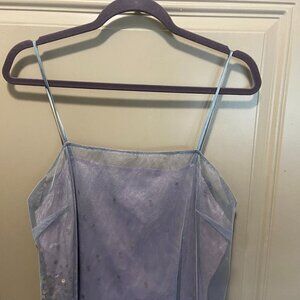 Express Midi Tooled LilacBlue Slip Dress SZ 13/14 Zip Back Sequin Fairy Core